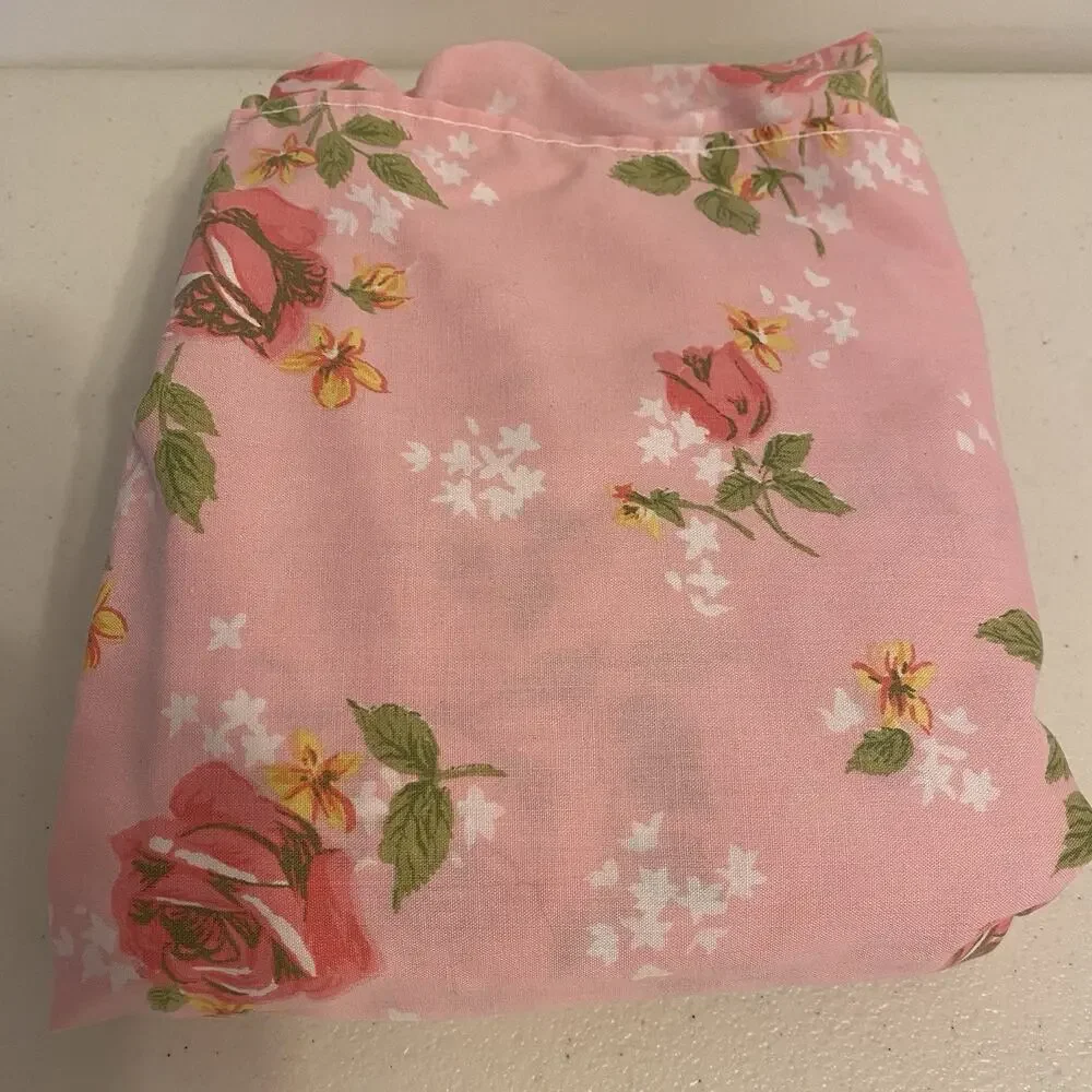 VTG Cotton Blend Twin Fitted Sheet Floral Country Home Cottage 39x79” Mattress